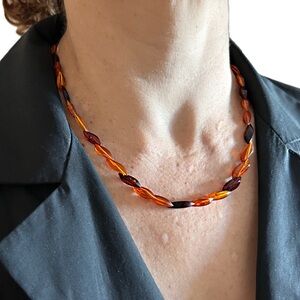 Genuine Simple Geometric Baltic Amber Necklace
